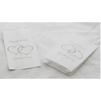 50 Pack Wedding Cake Bags Greaseproof Wax Paper Slice Take Home Favour Silver Heart n Message thumbnail