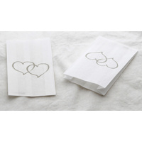 50 Pack Wedding Cake Bags Greaseproof Wax Paper Slice Take Home Favour Large Silver Heart thumbnail