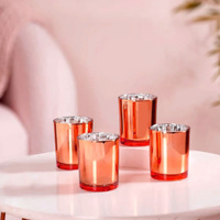40 Pack Copper Votive Tealight Candle Holders Valentines Day Mercury  Wedding Decor Glass Candlestick Party Decorations Bridal Baby Shower Event thumbnail