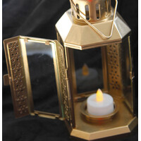 Gold Metal Miners Lantern Summer Xmas Wedding Home Party Room Balconey Deck Decoration 21cm Tealight Candle thumbnail