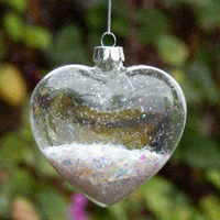 5 Pack Iridescent Glass Heart Ornaments Fillable Baubles for Christmas Party Wedding DIY Craft Decorations thumbnail