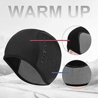 Helmet Fleece Inner Liner Cycling Skull Cap Winter Thermal MTB Mountain Cycling Cap for Men Women Headwear for Running Skiing & Winter Sports BLACK Ro thumbnail