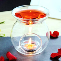 5 Pack of Perfume Scented Essential Oil Tealight Candle Burner Glass Lamp for Aromatherapy Spa Room Relax 14cm High thumbnail