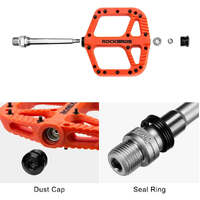 Extra Large MTB Flat Pedal Orange Nylon Composite 208g Stud Pin Grips ORANGE Rockbros thumbnail