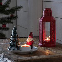 Red Metal Miners Lantern Summer Xmas Wedding Home Party Room Balconey Deck Decoration 21cm Tealight Candle thumbnail