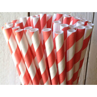 50 Pack Red White Drinking Straws Biodegradable Eco Paper Birthday Party Event Bistro Bar Cafe Take Away thumbnail