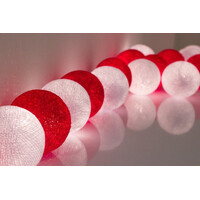 1 Set of 20 LED Red White 5cm Cotton Ball Battery String Lights Christmas Gift Home Wedding Party Bedroom Decoration Outdoor Indoor Table Centrepiece thumbnail