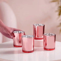 20 Pack Rose Gold Pink Votive Tealight Candle Holders Valentines Day Mercury  Wedding Decor Glass Candlestick Party Decorations Bridal Baby Shower Eve thumbnail