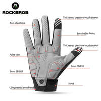 MTB Gloves Medium for Mountain Road Bike Breathable Winter Autumn Spring Cycling Camping Running Outdoor Sport Rockbros thumbnail