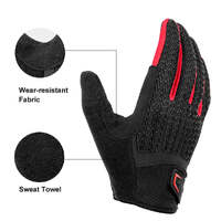 Full Finger MTB Gloves Medium Sizefor Mountain Road Bike Breathable Red Rockbros Unisex Device Friendly Finger Material Anti Slip thumbnail