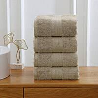 Linenland 4 Piece Cotton Bath Towels Set - Sandstone thumbnail