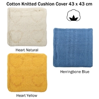 Cotton Knitted Cushion Cover Herringbone Blue thumbnail