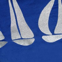 Sail Boats Cotton Embroidered European Pillowcase 65 x 65 cm thumbnail