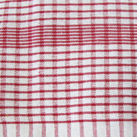 Set of 3 Jumbo Cotton Checkered Tea Towels 60 x 90 cm Red thumbnail