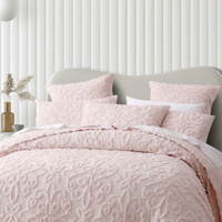 Bianca Ella Blush Cotton Chenille Floral Bedspread Set Super King thumbnail