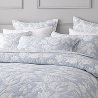 Bianca Laurieton Blue Jacquard Botanical Bedspread Set Super King thumbnail