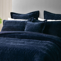 Bianca Cyrano Indigo Soft Velvet Polyester Quilted Coverlet Set Super King thumbnail