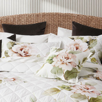 Bianca Rosalia White Floral Printed Quilted Polyester Coverlet Set Super King thumbnail