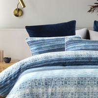 Bianca Amata Blue Cotton Sateen Quilt Cover Set King thumbnail