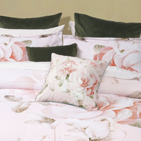 Bianca Layla White Floral Printed Cotton Sateen Quilt Cover Set Super King thumbnail
