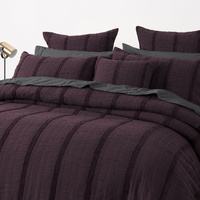 Bianca Malua Grape Jacquard Striped Quilt Cover Set Super King thumbnail