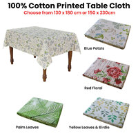 Cotton Yellow Leaves Birdie Oblong Table Cloth 150 x 230cm thumbnail