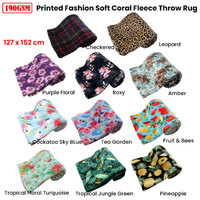 190GSM Fashion Printed Ultra Soft Coral Fleece Throw 127 x 152cm Cockatoo Sky Blue thumbnail