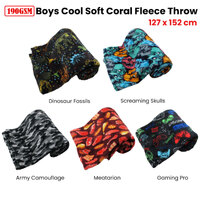 190GSM Boys Cool Ultra Soft Coral Fleece Throw 127 x 152cm Screaming Skulls thumbnail