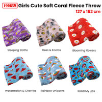 190GSM Girls Cute Ultra Soft Coral Fleece Throw 127 x 152cm Sleeping Sloths thumbnail