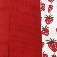 Home Oasis Set of 3 Printed Cotton Rich Tea Towels 50 x 70 cm Strawberry Red thumbnail