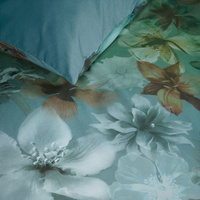 Bedding House Lou Blue Green Cotton Floral Quilt Cover Set Queen thumbnail
