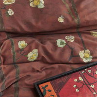 Bedding House Van Gogh Plum Blossoms Red Cotton Sateen Quilt Cover Set Queen thumbnail