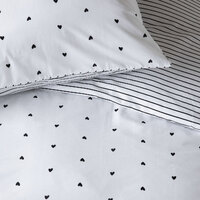 VTWonen Striped Hearts Black & White Cotton Quilt Cover Set Queen thumbnail