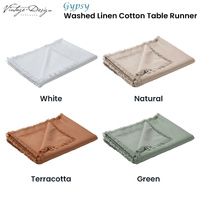Vintage Design Homewares Gypsy Green Washed Linen Cotton Table Runner 35 x 180cm thumbnail