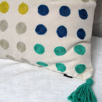 J.Elliot Home Polka Dots Tassel Blue Filled Cushion 43 x 43 cm thumbnail