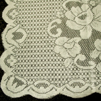 Floral Cream Set of 2 Polyester Lace Table Doilies 30 x 45 cm thumbnail