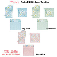 Set of 3 Renee Cotton Cover Kitchen Textile Mint Green thumbnail
