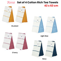 Set of 4 Rosa Cotton Rich Terry Tea Towels 42 x 62cm Navy thumbnail