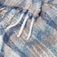 J Elliot Home Aiden Navy Multi Faux Mohair Throw Rug with Fringe 130 x 160cm thumbnail