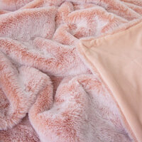 J Elliot Home Archie Soft Pink Faux Fur Throw Rug 130 x 160cm thumbnail