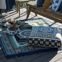 J Elliot Home Kasbah Luxury Fringe Throw 130 x 160cm Blue thumbnail