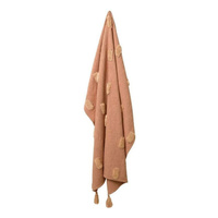 J Elliot Home Quinn 100% Cotton Textured Throw 130 x 160 cm Clay Pink & Soft Pink thumbnail