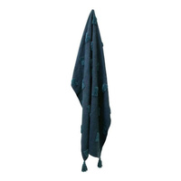J Elliot Home Quinn 100% Cotton Textured Throw 130 x 160 cm Indigo & Majolica thumbnail