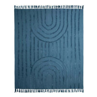 J Elliot Home Zen Luxury Fringe Throw 130 x 160cm Steel Blue thumbnail
