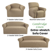 Elan Cambridge Extra-stretch Couch Cover Linen One Seater Recliner Linen thumbnail