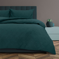 Ardor Asher Deep Teal Embossed Vintage Washed Quilt Cover Set Queen thumbnail