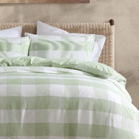 Ardor Ashlea Sage Oversized Waffle Check Quilt Cover Set King thumbnail