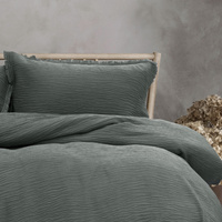Ardor Campbell Charcoal Crinkled Texture Quilt Cover Set King thumbnail