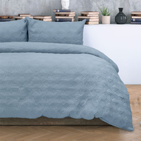 Ardor Carter Mineral Blue Embossed Vintage Washed Geometric Quilt Cover Set King thumbnail