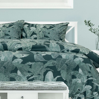 Ardor Indra Teal Palm Leaf Printed Quilt Cover Set King thumbnail